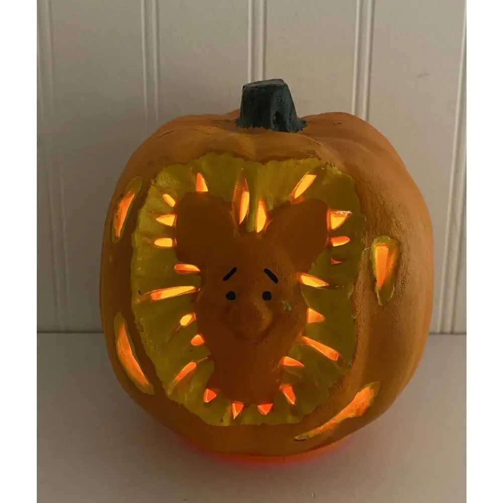 Pumpkin Winnie the Pooh Piglet Light Up Foam Jack O Lantern 1999 Disney Electric